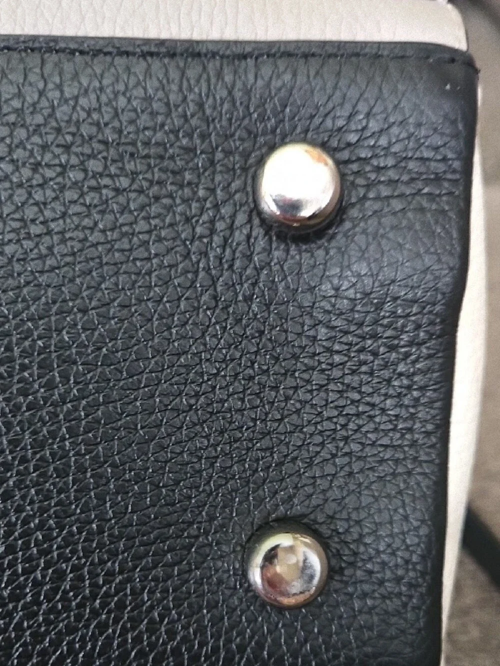 Coach Two-Tone Pebble Leather Satchel in Light Taupe, Cream With Black